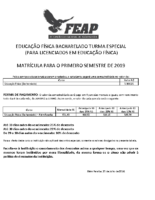 FEAP Preços 2019 – Educação Física Bacharelado (Ano 2019)